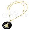 Collares con Dije 04.09.0037.18 Oro Laminado, Diseño de Caridad del Cobre, con Negro Opal, Pulido, Tono Dorado (0.35 Gauge, 01 MM Thickness, 18 Inches Length)