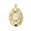 Dije Religioso 05.09.0031 Oro Laminado, Diseño de Guadalupe, Mate, Tono Dorado