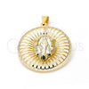 Dije Religioso 05.09.0035 Oro Laminado, Diseño de San Benito, Pulido, Tono Dorado