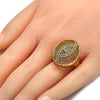 Anillo Multi Piedra 01.118.0027.07 Oro Laminado, con Blanca Cristal, Pulido, Tono Dorado (Size 7)