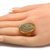 Anillo Multi Piedra 01.118.0027.07 Oro Laminado, con Blanca Cristal, Pulido, Tono Dorado (Size 7)