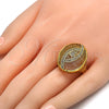 Anillo Multi Piedra 01.118.0027.08 Oro Laminado, con Blanca Cristal, Pulido, Tono Dorado (Size 8)