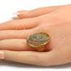 Anillo Multi Piedra 01.118.0027.08 Oro Laminado, con Blanca Cristal, Pulido, Tono Dorado (Size 8)
