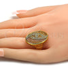 Anillo Multi Piedra 01.118.0027.09 Oro Laminado, con Blanca Cristal, Pulido, Tono Dorado (Size 9)