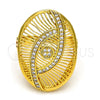 Anillo Multi Piedra 01.118.0027.09 Oro Laminado, con Blanca Cristal, Pulido, Tono Dorado (Size 9)