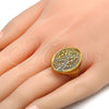 Anillo Multi Piedra 01.118.0028.07 Oro Laminado, con Blanca Cristal, Pulido, Tono Dorado (Size 7)