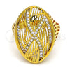Anillo Multi Piedra 01.118.0028.07 Oro Laminado, con Blanca Cristal, Pulido, Tono Dorado (Size 7)