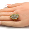 Anillo Multi Piedra 01.118.0028.08 Oro Laminado, con Blanca Cristal, Pulido, Tono Dorado (Size 8)