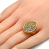 Anillo Multi Piedra 01.118.0028.09 Oro Laminado, con Blanca Cristal, Pulido, Tono Dorado (Size 9)