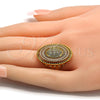 Anillo Multi Piedra 01.118.0029.07 Oro Laminado, con Blanca Micro Pave, Pulido, Tono Dorado (Size 7)