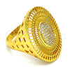 Anillo Multi Piedra 01.118.0029.09 Oro Laminado, con Blanca Micro Pave, Pulido, Tono Dorado (Size 9)