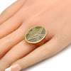 Anillo Multi Piedra 01.118.0030.07 Oro Laminado, con Blanca Micro Pave, Pulido, Tono Dorado (Size 7)