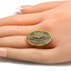 Anillo Multi Piedra 01.118.0030.08 Oro Laminado, con Blanca Micro Pave, Pulido, Tono Dorado (Size 8)