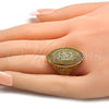 Anillo Multi Piedra 01.118.0032.07 Oro Laminado, con Blanca Micro Pave, Pulido, Tono Dorado (Size 7)