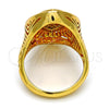 Anillo Multi Piedra 01.118.0032.07 Oro Laminado, con Blanca Micro Pave, Pulido, Tono Dorado (Size 7)