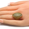 Anillo Multi Piedra 01.118.0032.08 Oro Laminado, con Blanca Micro Pave, Pulido, Tono Dorado (Size 8)