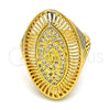 Anillo Multi Piedra 01.118.0032.08 Oro Laminado, con Blanca Micro Pave, Pulido, Tono Dorado (Size 8)