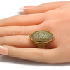 Anillo Multi Piedra 01.118.0032.09 Oro Laminado, con Blanca Micro Pave, Pulido, Tono Dorado (Size 9)