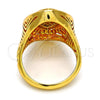 Anillo Multi Piedra 01.118.0032.09 Oro Laminado, con Blanca Micro Pave, Pulido, Tono Dorado (Size 9)