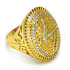 Anillo Multi Piedra 01.118.0031 .07 Oro Laminado, con Blanca Cristal, Pulido, Tono Dorado (Size 7)