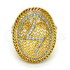 Anillo Multi Piedra 01.118.0031 .07 Oro Laminado, con Blanca Cristal, Pulido, Tono Dorado (Size 7)