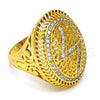 Anillo Multi Piedra 01.118.0031.09 Oro Laminado, con Blanca Micro Pave, Pulido, Tono Dorado (Size 9)