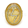 Anillo Multi Piedra 01.118.0031.09 Oro Laminado, con Blanca Micro Pave, Pulido, Tono Dorado (Size 9)