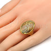 Anillo Multi Piedra 01.118.0048.09 Oro Laminado, con Blanca Micro Pave, Pulido, Tono Dorado (Size 9)