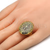 Anillo Multi Piedra 01.118.0055.09 Oro Laminado, con Blanca Cristal, Pulido, Tono Dorado (Size 9)
