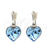 Arete Colgante 02.239.0003 Rodio Laminado, Diseño de Corazón, con Swarovski Elements Aquamarine, Pulido, Rodinado