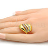 Anillo Multi Piedra 01.241.0002.09 Oro Laminado, con Blanca Cristal, Pulido, Tono Dorado (Size 9)