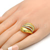 Anillo Multi Piedra 01.241.0002.10 Oro Laminado, con Blanca Cristal, Pulido, Tono Dorado (Size 10)