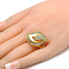 Anillo Multi Piedra 01.241.0005.09 Oro Laminado, con Blanca Cristal, Pulido, Tono Dorado (Size 9)
