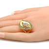 Anillo Multi Piedra 01.241.0005.09 Oro Laminado, con Blanca Cristal, Pulido, Tono Dorado (Size 9)