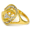 Anillo Multi Piedra 01.241.0005.09 Oro Laminado, con Blanca Cristal, Pulido, Tono Dorado (Size 9)