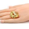 Anillo Multi Piedra 01.241.0008.09 Oro Laminado, con Blanca Cristal, Pulido, Tono Dorado (Size 9)