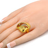 Anillo Multi Piedra 01.241.0010.10 Oro Laminado, con Blanca Cristal, Pulido, Tono Dorado (Size 10)