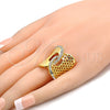 Anillo Multi Piedra 01.241.0011.08 Oro Laminado, con Blanca Cristal, Pulido, Tono Dorado (Size 8)