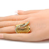 Anillo Multi Piedra 01.241.0011.08 Oro Laminado, con Blanca Cristal, Pulido, Tono Dorado (Size 8)