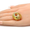 Anillo Multi Piedra 01.241.0014.07 Oro Laminado, con Blanca Cristal, Pulido, Tono Dorado (Size 7)