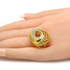 Anillo Multi Piedra 01.241.0014.10 Oro Laminado, con Blanca Cristal, Pulido, Tono Dorado (Size 10)