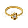 Anillo Multi Piedra 01.155.0047.09 Oro Laminado, Diseño de Flor, con Blanca Zirconia Cubica, Pulido, Tono Dorado (Size 9)
