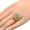 Anillo Multi Piedra 01.241.0019.09 Oro Laminado, con Blanca Cristal, Pulido, Tono Dorado (Size 9)