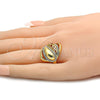 Anillo Multi Piedra 01.241.0020.07 Oro Laminado, con Blanca Cristal, Pulido, Tono Dorado (Size 7)