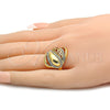 Anillo Multi Piedra 01.241.0020.08 Oro Laminado, con Blanca Cristal, Pulido, Tono Dorado (Size 8)