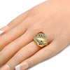 Anillo Multi Piedra 01.241.0020.09 Oro Laminado, con Blanca Cristal, Pulido, Tono Dorado (Size 9)