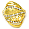 Anillo Multi Piedra 01.241.0020.09 Oro Laminado, con Blanca Cristal, Pulido, Tono Dorado (Size 9)