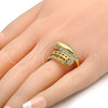 Anillo Multi Piedra 01.241.0022.09 Oro Laminado, con Blanca Cristal, Pulido, Tono Dorado (Size 9)