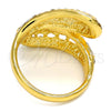 Anillo Multi Piedra 01.241.0022.09 Oro Laminado, con Blanca Cristal, Pulido, Tono Dorado (Size 9)
