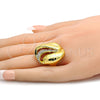 Anillo Multi Piedra 01.241.0027.07 Oro Laminado, con Blanca Cristal, Pulido, Tono Dorado (Size 7)